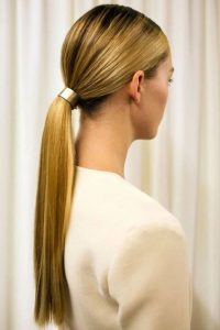 sleek low ponytail for work