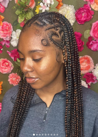 Brown and Black Tribal Braids With Heart on The Side