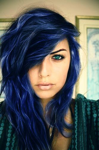 Blue Black Hair Tips And Styles | Dark Blue hair Dye Styles