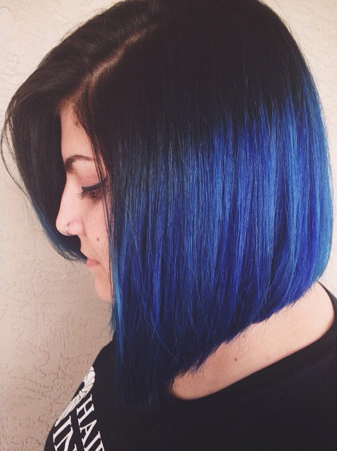 Blue black hair tips and styles 