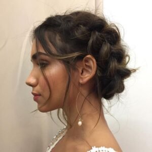 messy crown braid