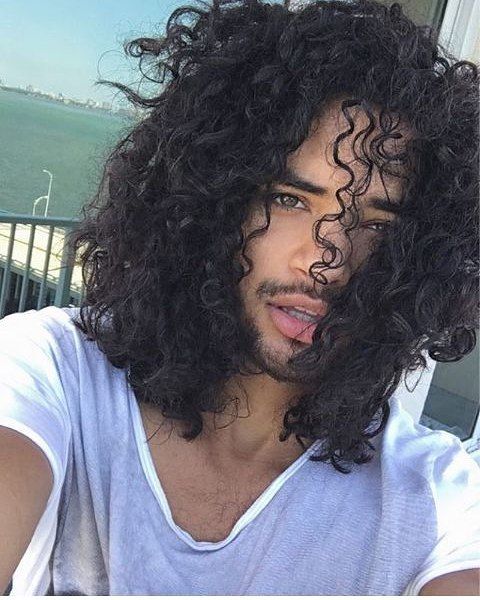 black mens hair long springy curls