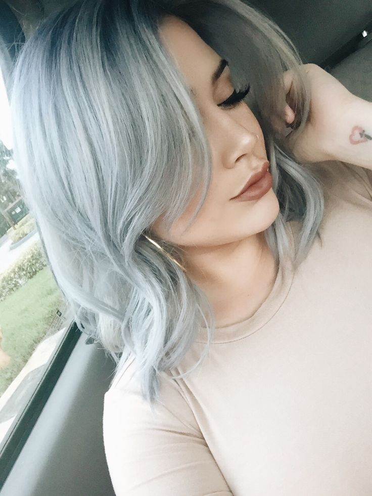 silver hair dye turned blue