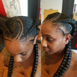 asymmetrical ghana braids