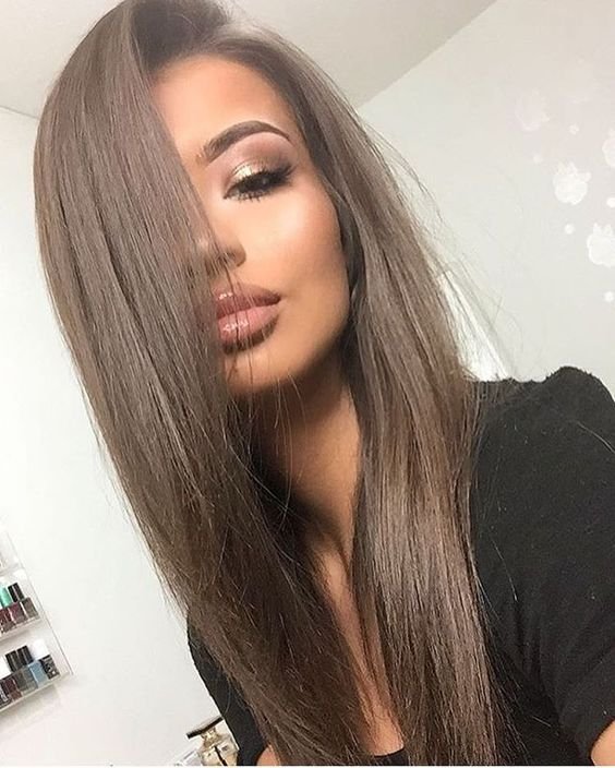 medium ash brown hair on asian