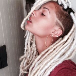 white blonde locs side shave