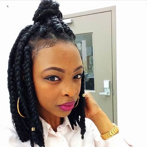 jumbo box braids bun