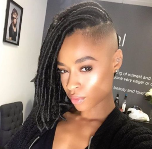 short faux locs with side shave