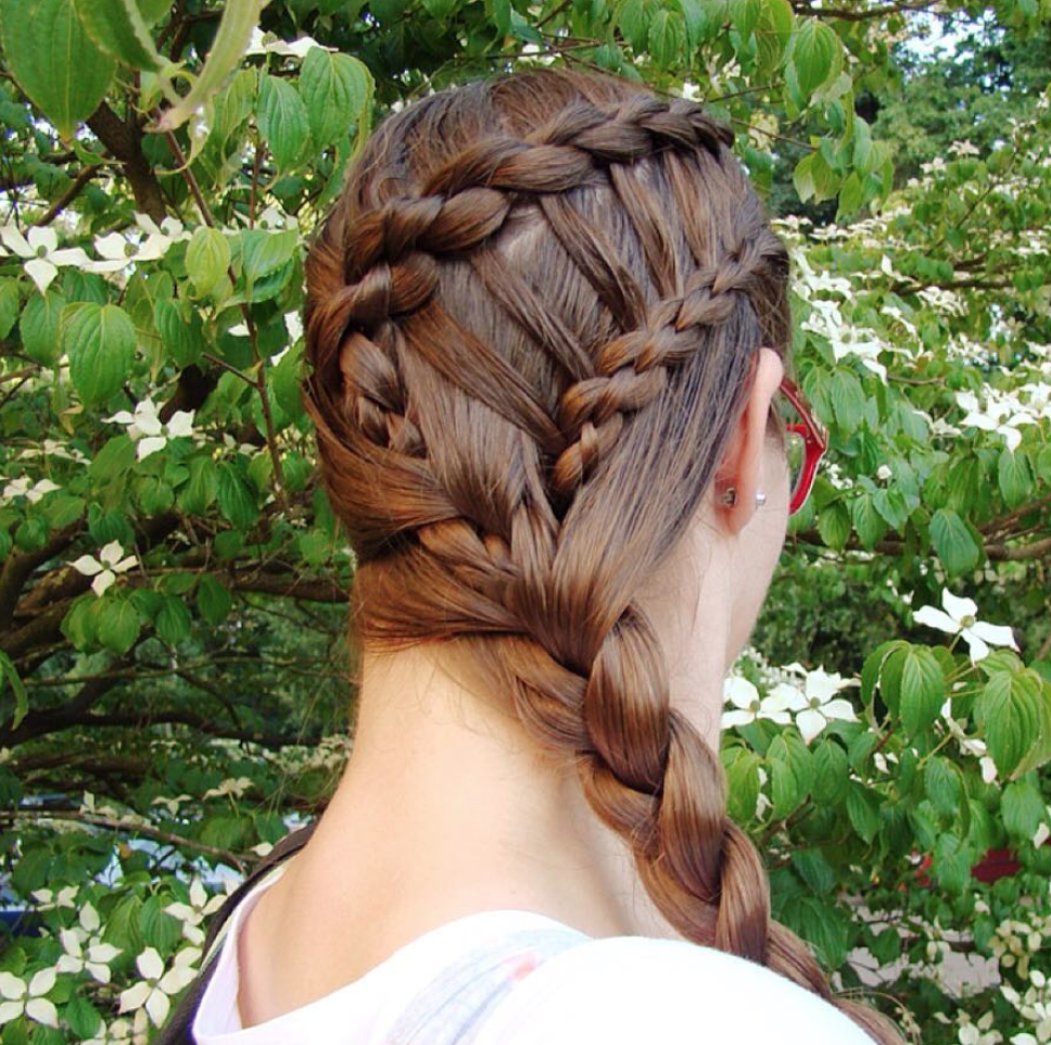 French Braid Hairstyle Decorated White Flowers Stock Photo 682960789 |  Shutterstock