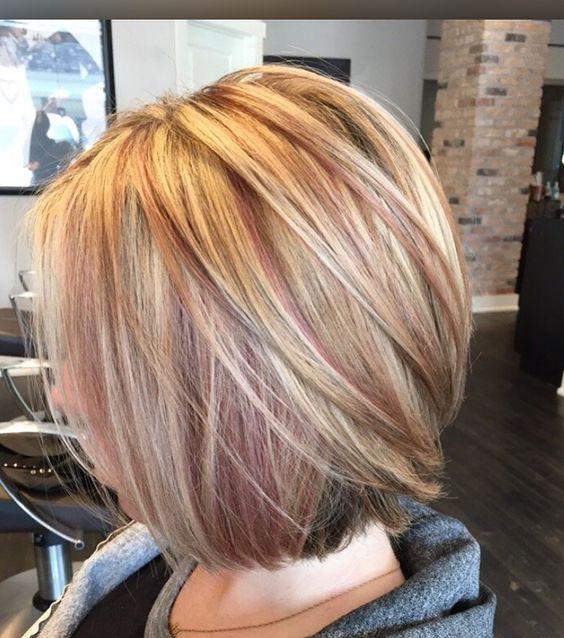 Short Blonde Hair With Red Lowlights
