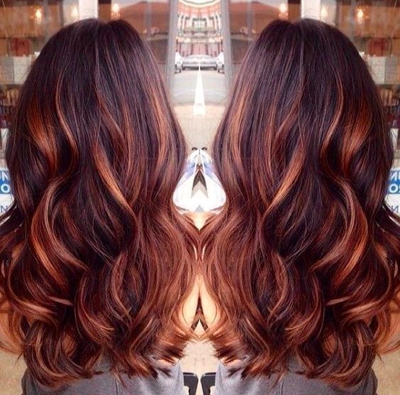 Brownish Red Hair With Caramel Highlights