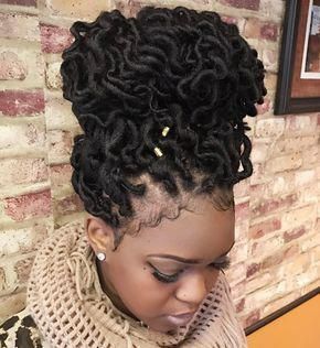 Curly Faux Locs updo