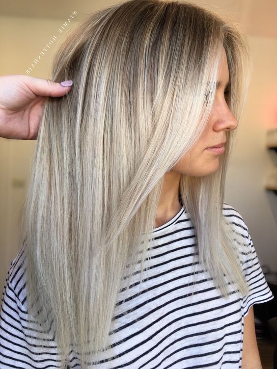 Light brown hair with icy blonde highlights