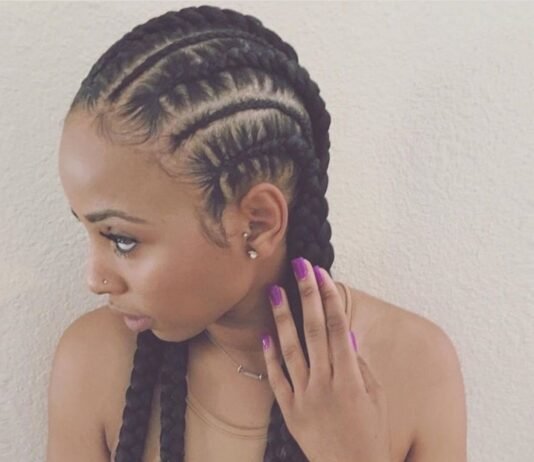 35 Feed In Braids Hairstyles For Natural Hair Braided part feed in braids