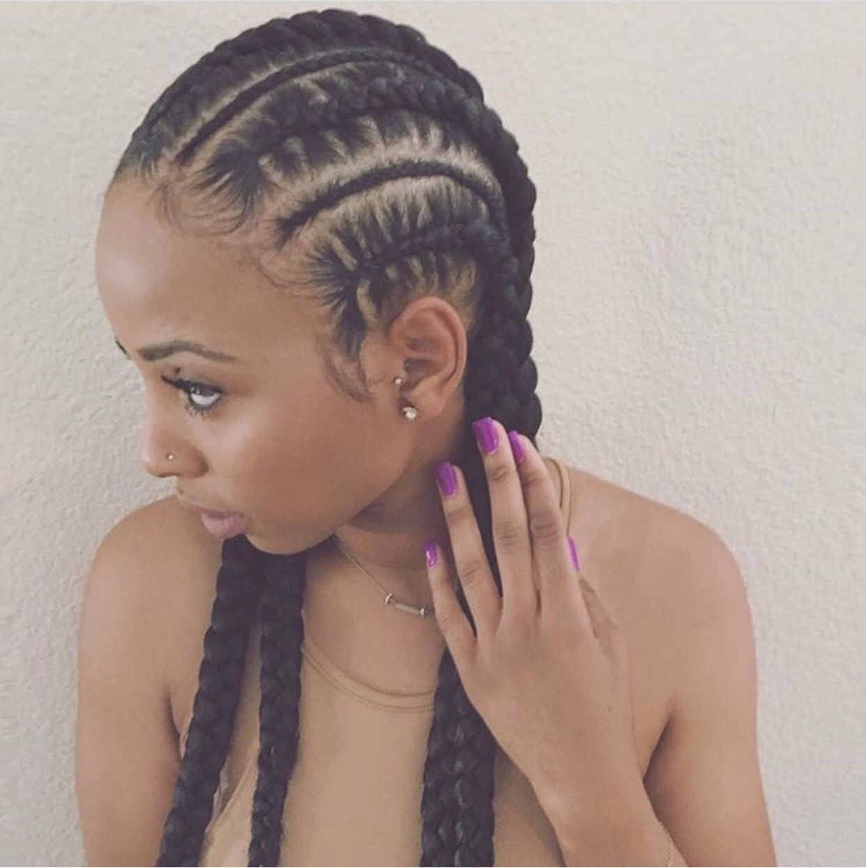 Image of Feed-in braids hairstyle for natural hair