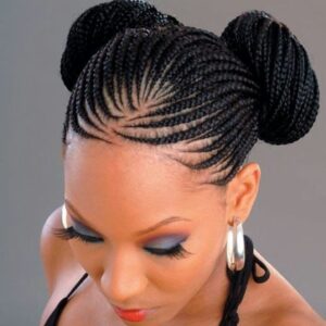 Pigtail bun african braids