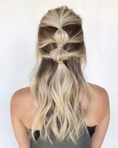 half up bubble ponytail