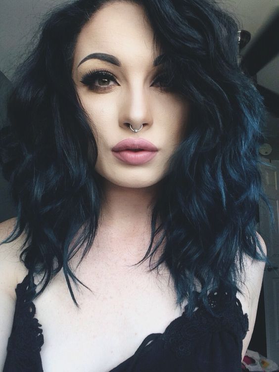 black hair with blue highlights tumblr