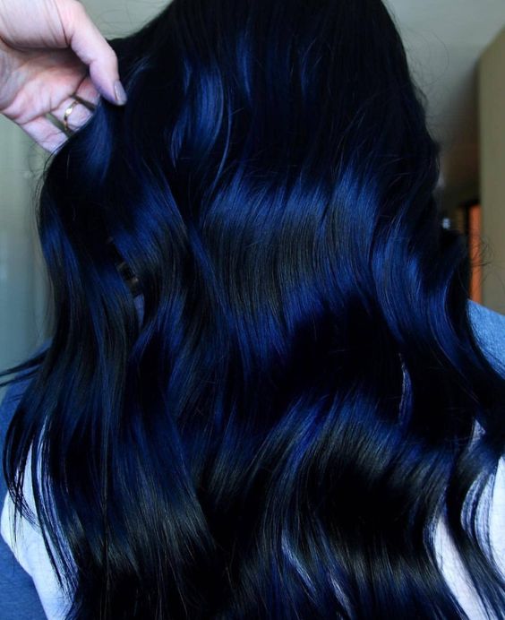 dark blue hair color highlight ideas