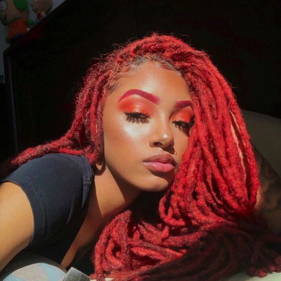 Fire Red Faux Locs