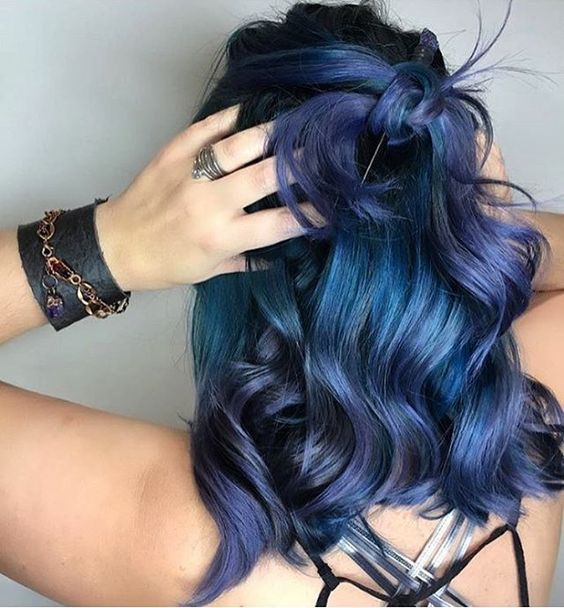 black and blue and purple hair