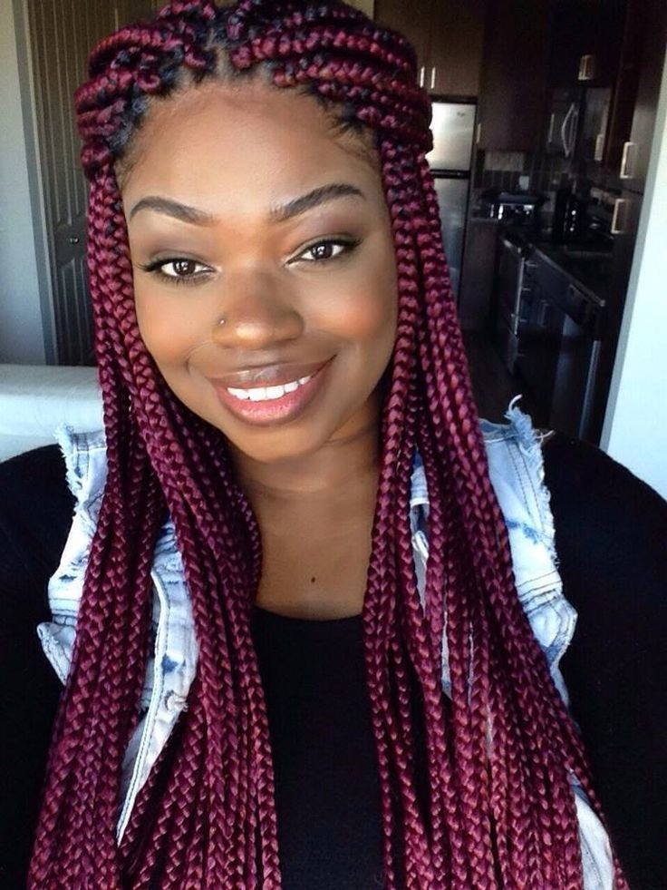 Red box braids styles for every occassion