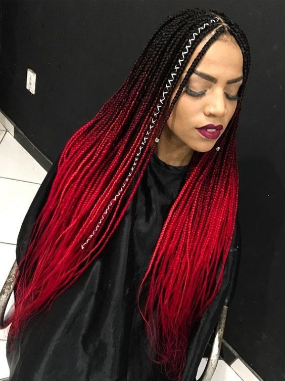 Red And Black Box Braids - Any color is acceptable, so choose your ...