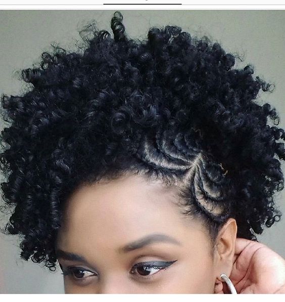 natural braided curly hairstyle