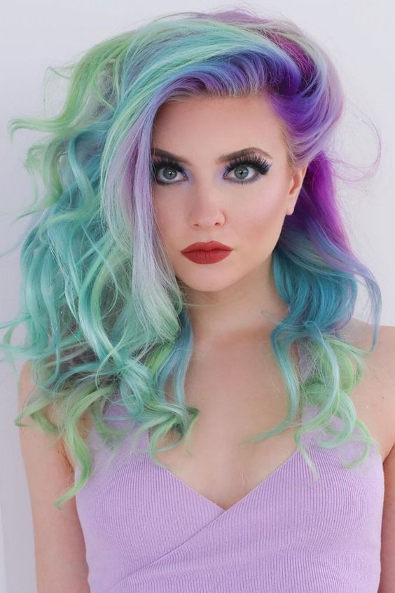 Rainbow Unicorn Hair Pastel Rainbow Hair Rainbow Hair Mermaid Hair ...