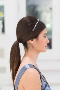 rhinestone headband ponytail