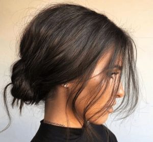 messy low updo