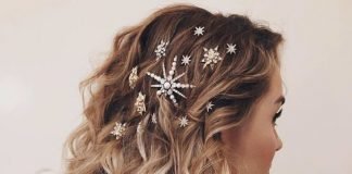 Party Hairstyles for New Years and Christmas star rhinestone clips wavy