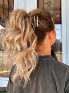 pinned side ponytail