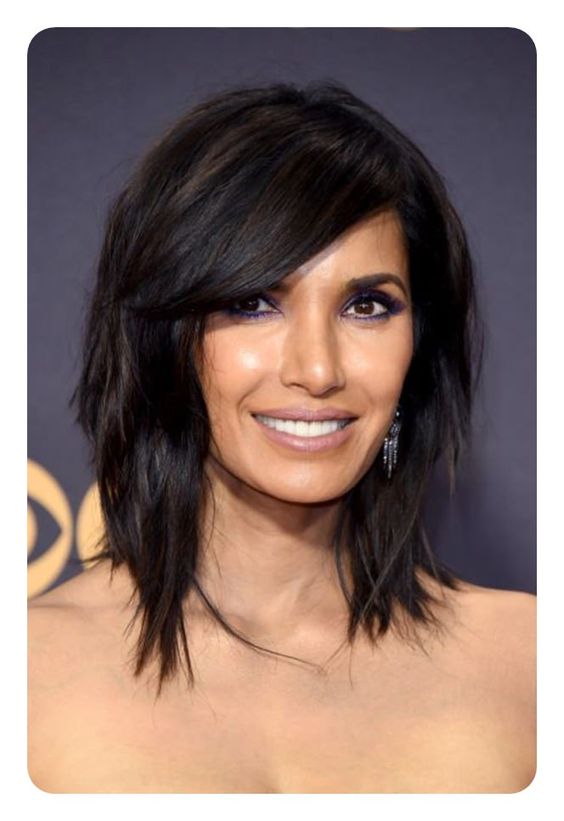 Image of Straight shag with side-parted bangs haircut