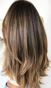 Sunkissed balayage brown hair straight