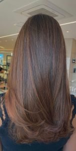 Toffee balayage brown hair straight