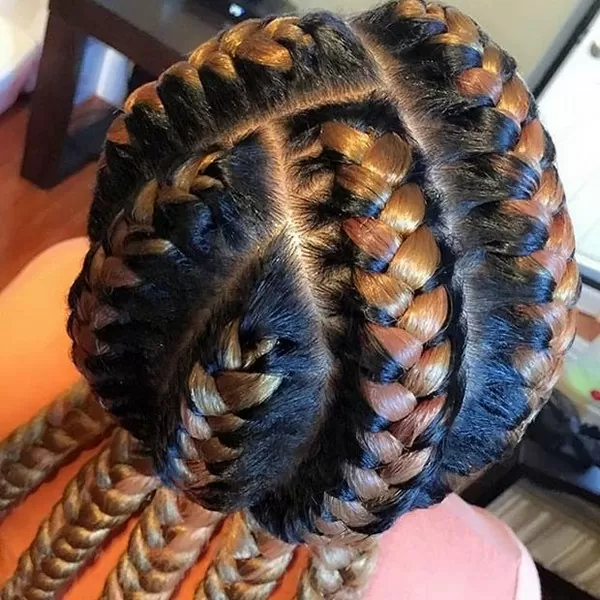 Blonde on Black African Goddess Braids