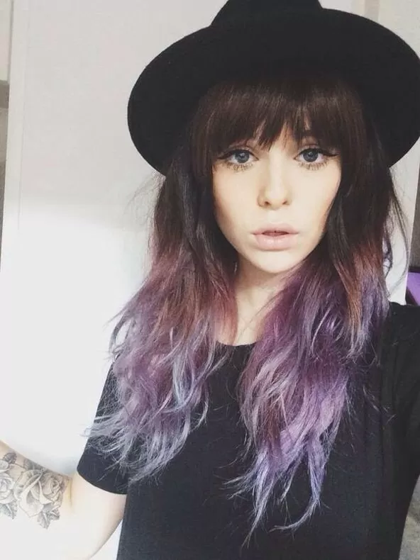 Long Bangs With Purple Ombre