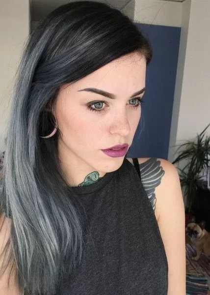 Black With High Silver Ombre