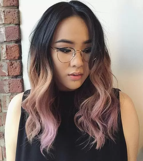 Black With Peachy Pink Ombre