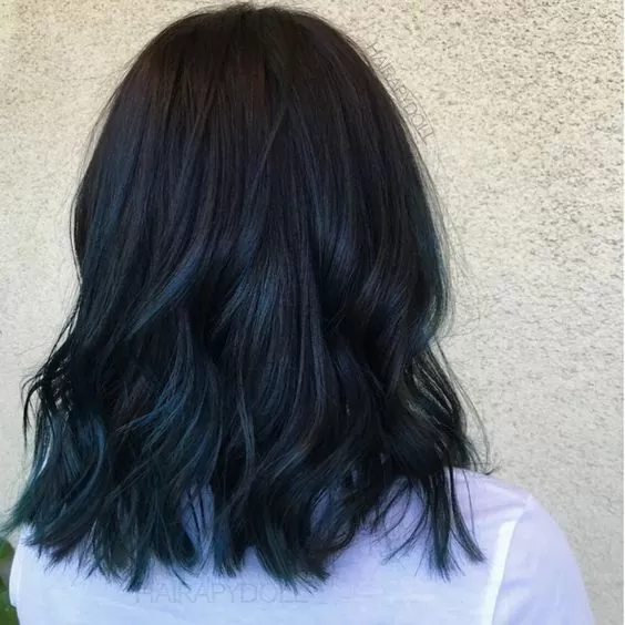 blue black hair color tips