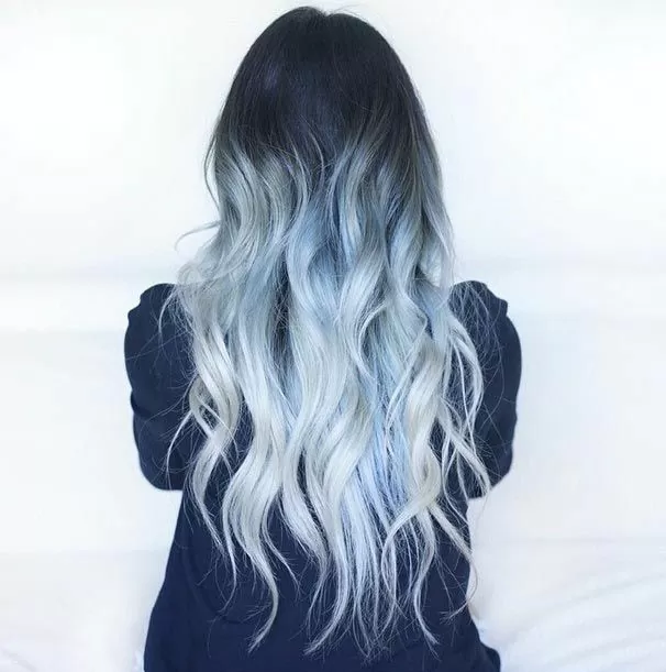 Long Icy Blue Ombre