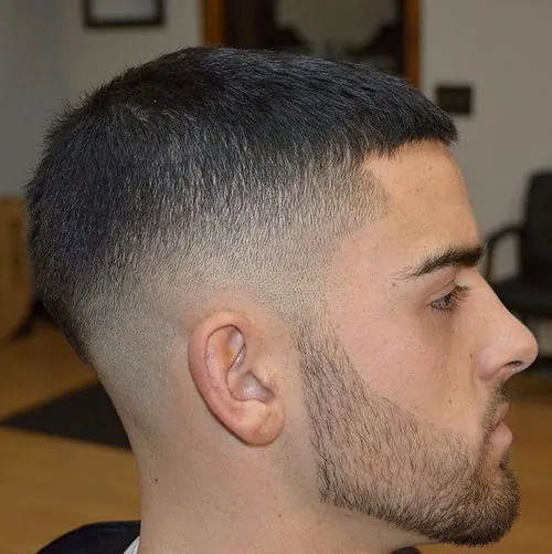 Short Caesar With Mid Fade