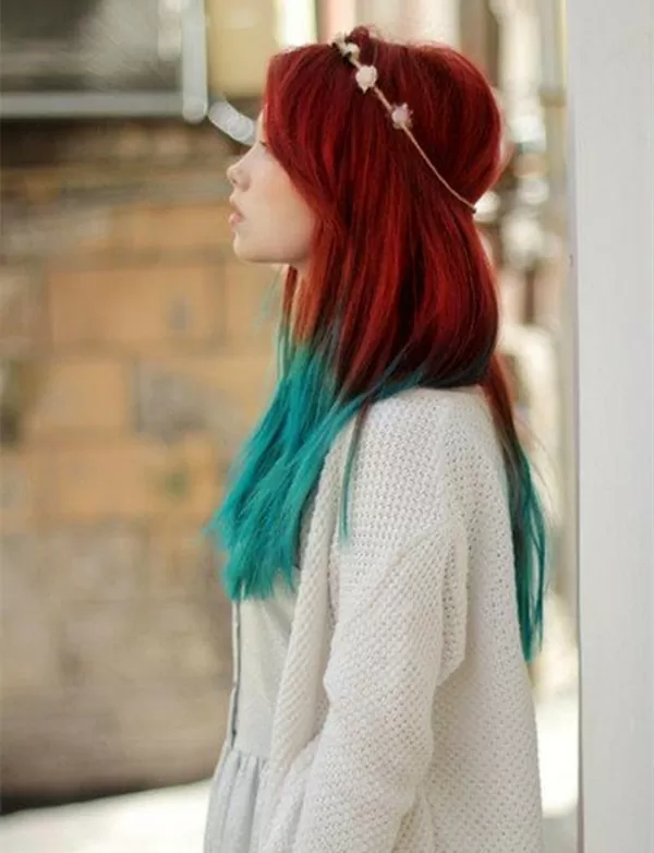 blue ombre on red hair