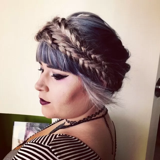 Pastel Crown Braid With Bangs
