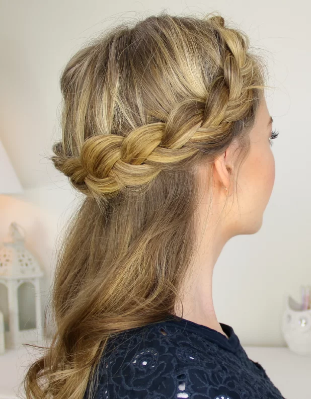 half up crown braid