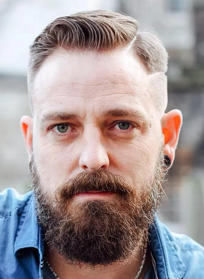 side combed with razor lines