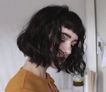 Curly Bob with Short Bangs
