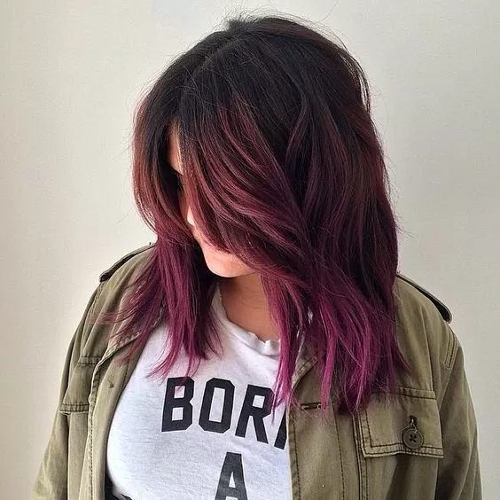 Brunette With Magenta Balayage