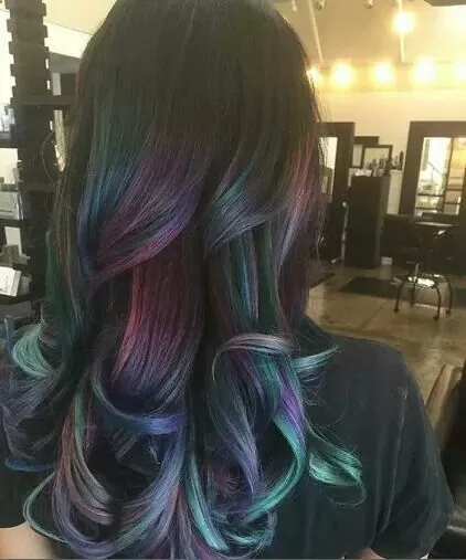 bright oil slick balayage